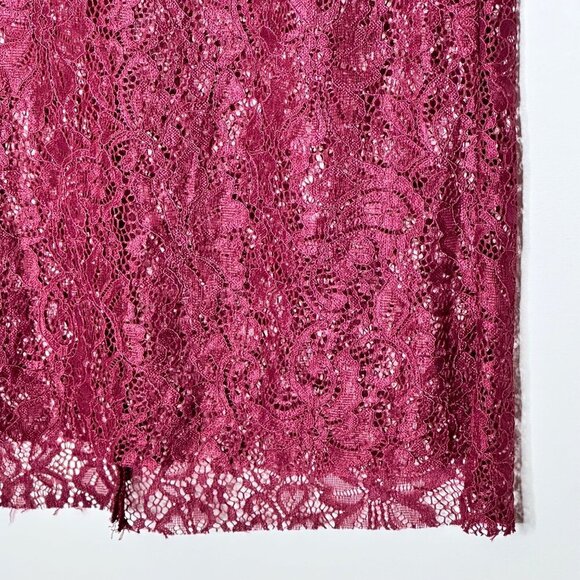 Elegant Womens Sheer Lace Blouse Burgundy Cottage Fairy Romantic Lace - Picture 5 of 9